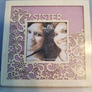 Sister Photo Frame NIB Wood Butterfly Cut out